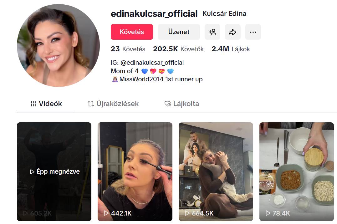 Eltávolították a TikTok-ról Kulcsár Edina háborút imitáló videóját