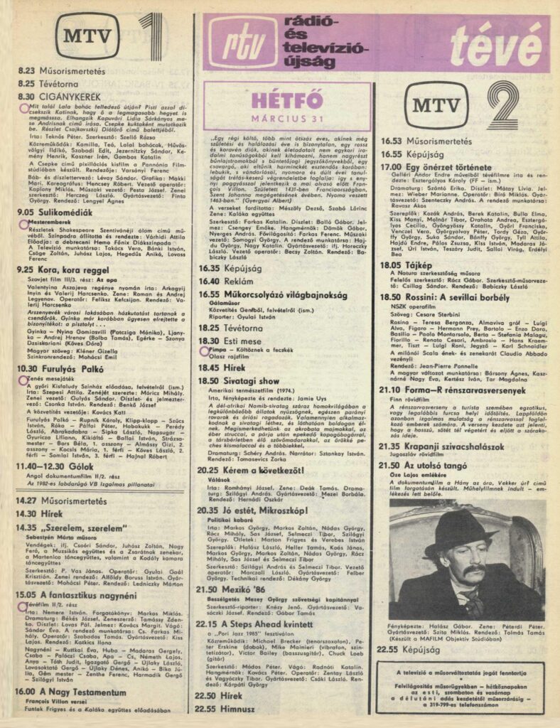 1986-os tévéműsor