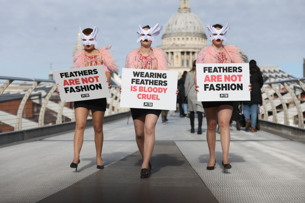 A PETA tüntetése a 2022-es londoni divathéten