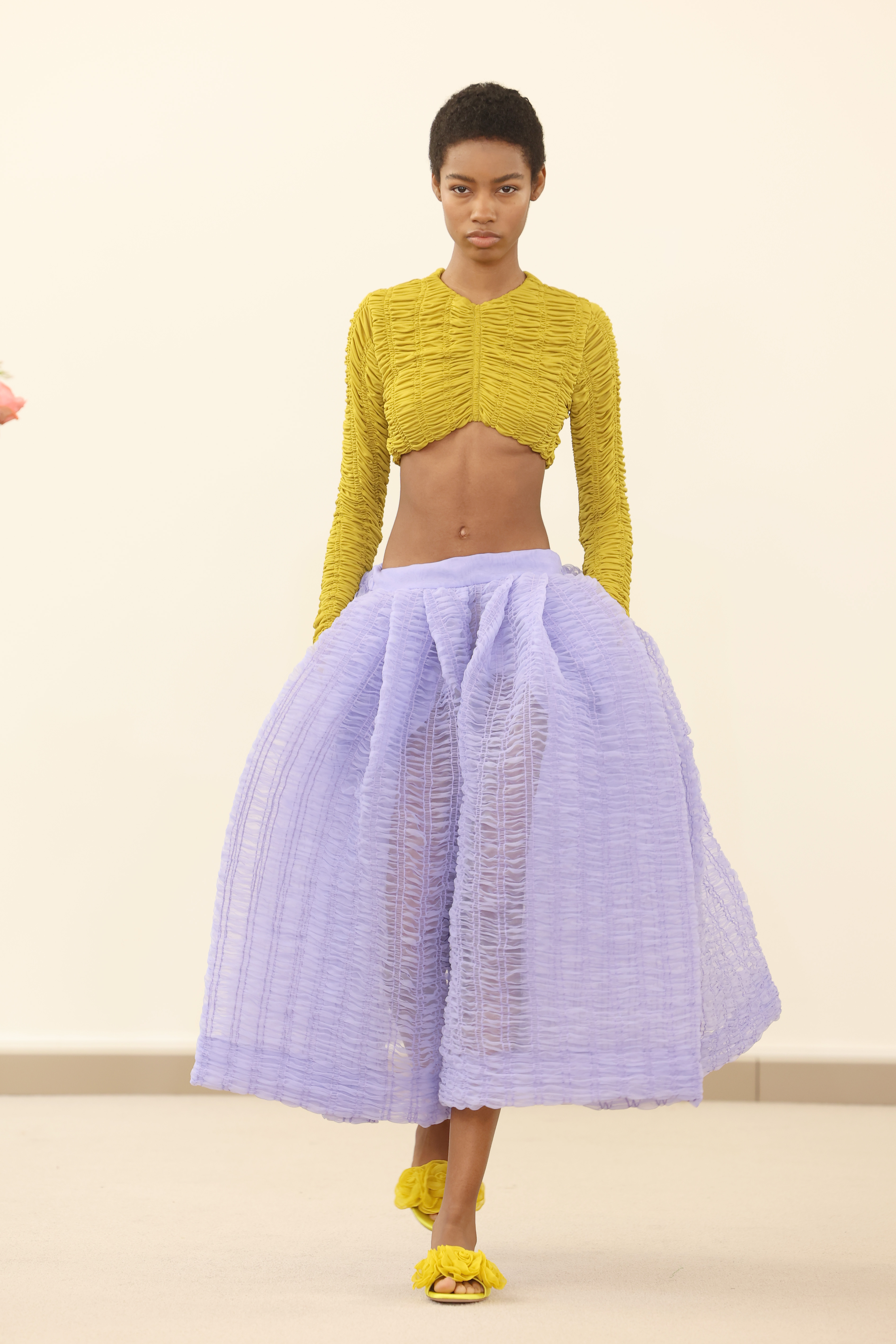Giambattista Valli lila szoknyát mustársága felsővel kombinálta idén