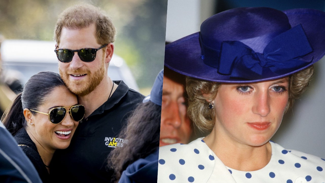 Harry herceg, Meghan Markle és Diana hercegnő egy montázson
