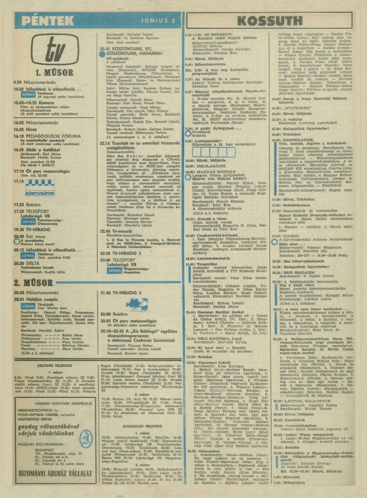 Tévéújság-részlet, 1978