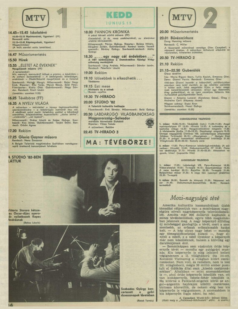 Tévéújság-részlet, 1982