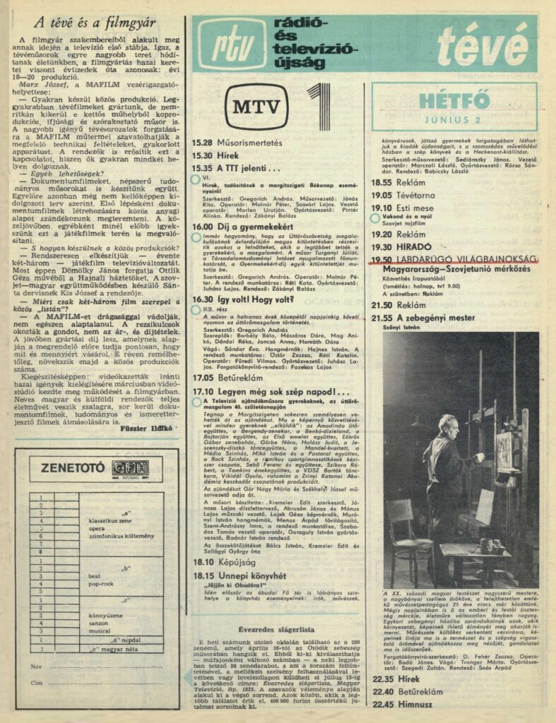 Tévéújság-részlet, 1986