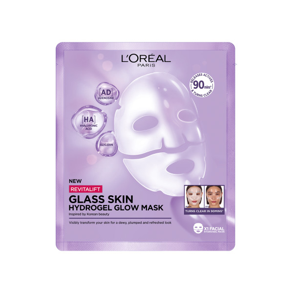 L'Oréal Paris Revitalift Filler Glass Skin hidrogél ragyogást adó arcmaszk, 25g
